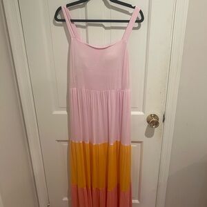 Soma Light Pink, Orange, and Coral Maxi Dress